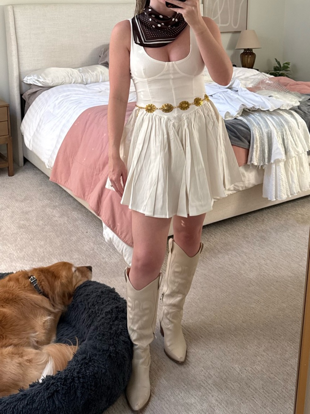 12th Tribe White Mini Dress with Scoop Neck - Picture 2 of 5